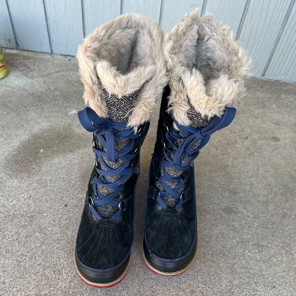 Sorel Tivoli High Herringbone Waterproof Fur Gray Boots Women's - SZ 8 - Picture 9 of 14
